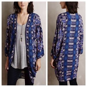 Anthro Feathers by Tolani Blue & Purple Kimono, One Size